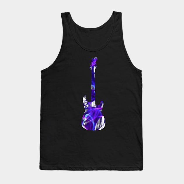 Purple Flame Guitar Silhouette on White Tank Top by gkillerb